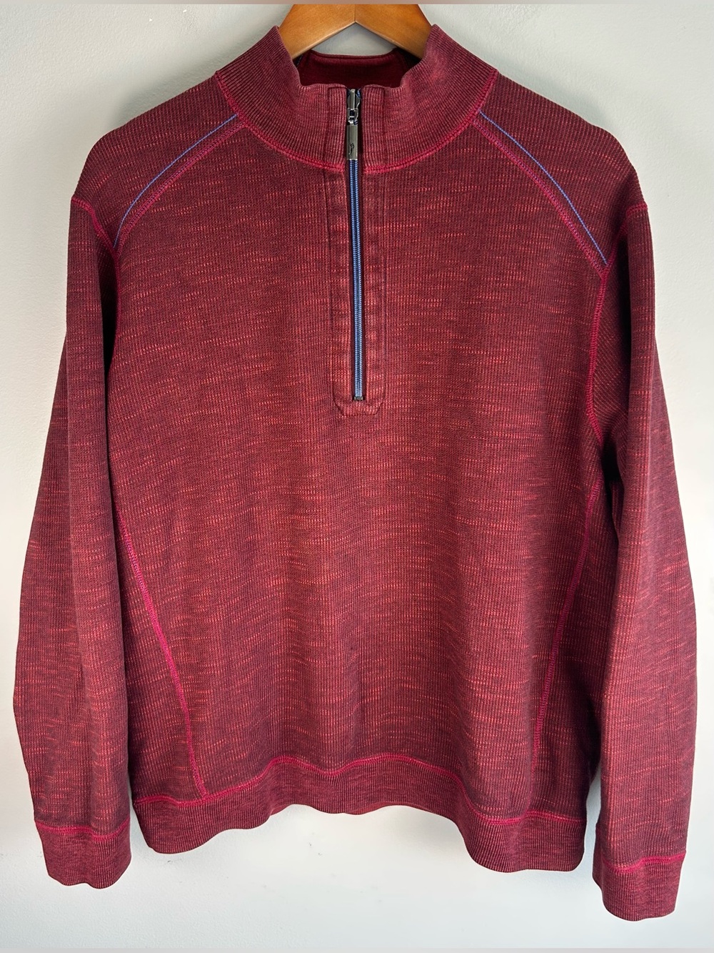 Tommy Bahama Men's Flipshore Reversible Half Zip Pullover Sweater Size L Red